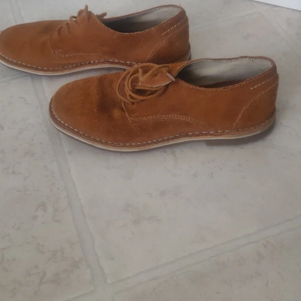 Zara Boys Tan Suede Moccasins Shoes Vintage Inspired Retro Y2K Lace Up Made In S